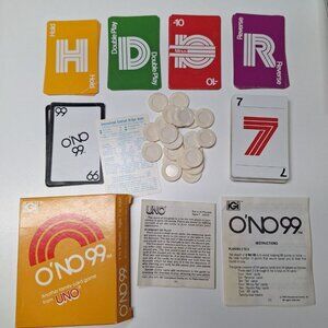 Ono 99 Card Game Uno Vintage Hold Double Minus 1980 Family Night Camp School